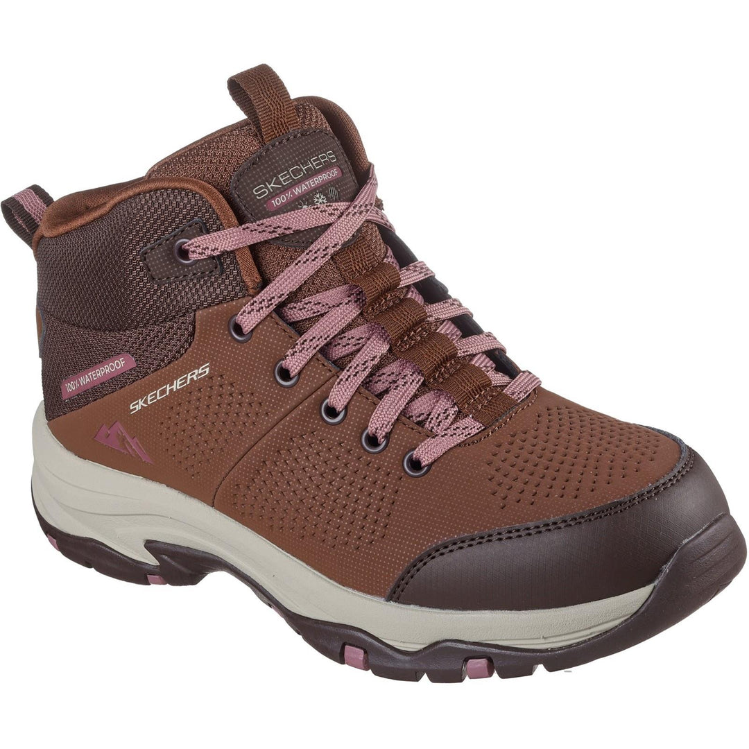 Women's Relaxed Fit Skechers 180005 Waterproof Trego Trail Destination Boots - Brown/Multi in Brown/Multi - Image 3
