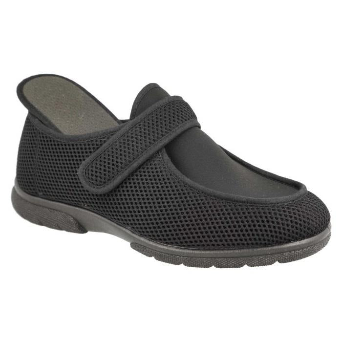 Men's Wide Fit DB Jamie Shoes in Black Stretch Textile - Image 1