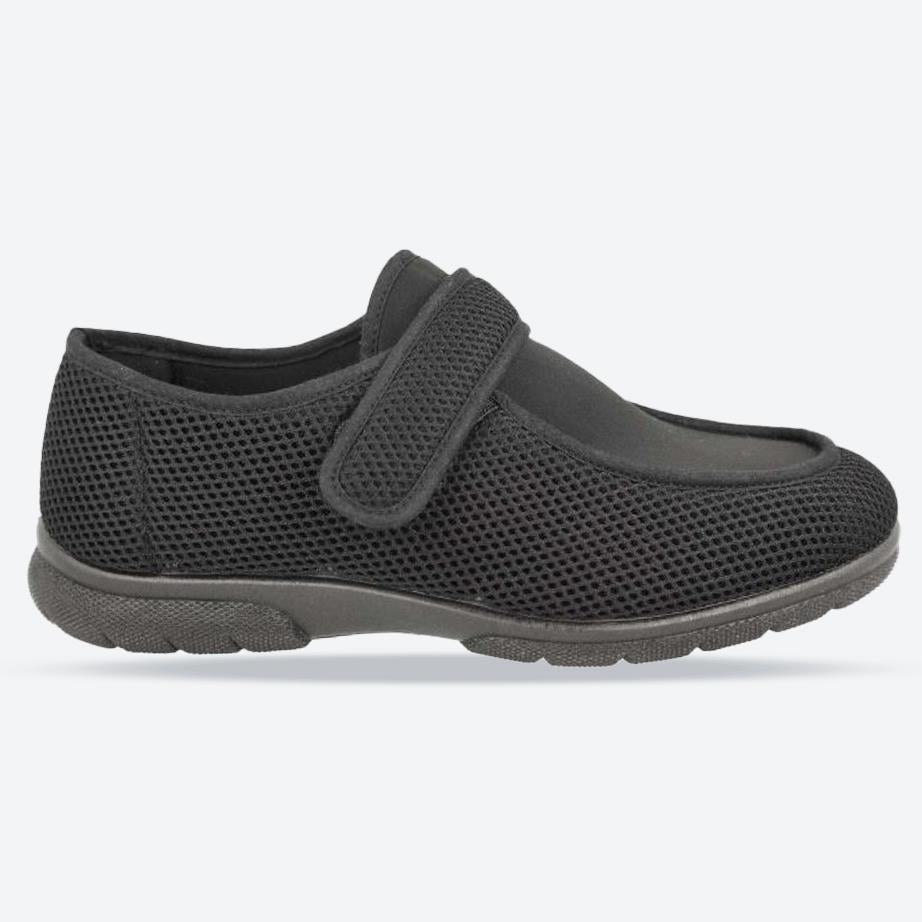 Men's Wide Fit DB Jamie Shoes in Black Stretch Textile - Image 1
