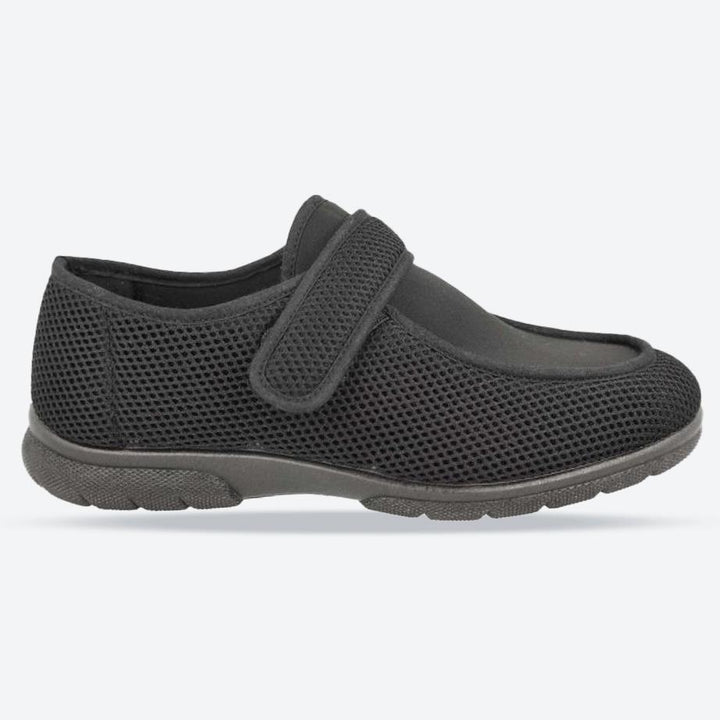 Men's Wide Fit DB Jamie Shoes in Black Stretch Textile - Image 1