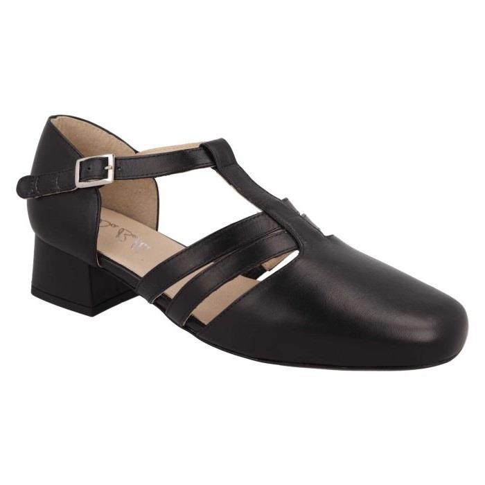 Women's Wide Fit DB Ruby Mid Heel Sandals in Black Leather - Image 1