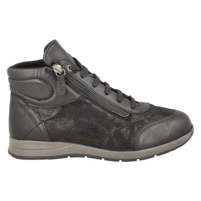 Women's Wide Fit DB Larkspur Boots in Black Leather / Stretch - Image 2