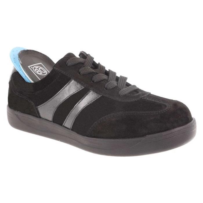 Women's Wide Fit DB Hannah Lace Up Trainers in Black Suede - Image 1