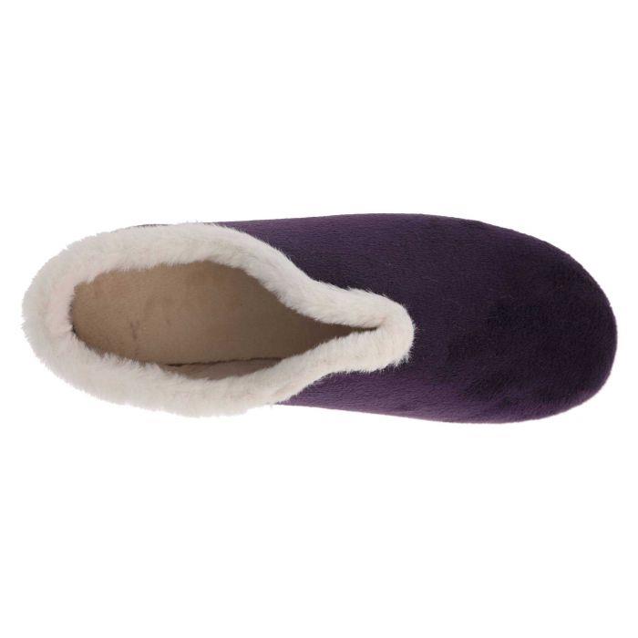 Women's Wide Fit DB Faye Slip on Slippers in Navy Velour - Image 1