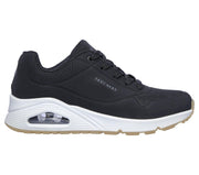 Skechers 73690 Extra Wide Uno - Stand On Air Walking Street Trainers Blk Wht-1