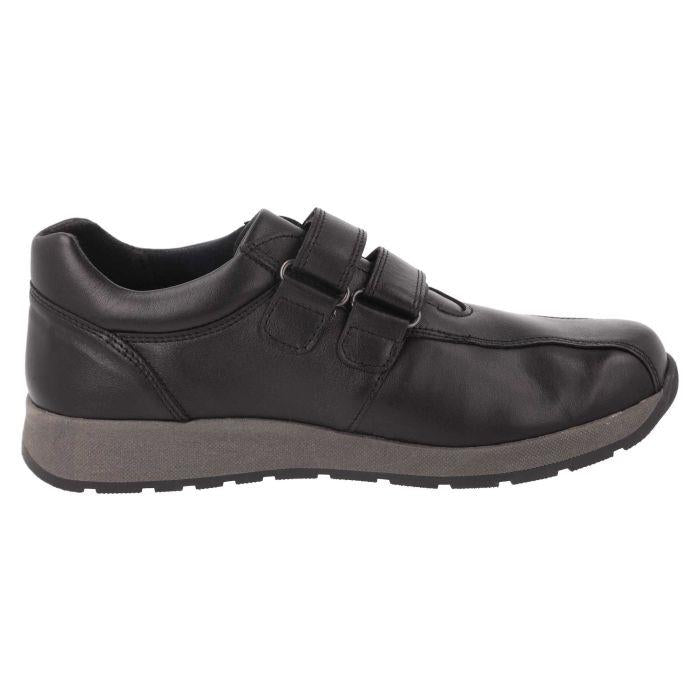 Men's Wide Fit DB Wayne Trainers in Black Leather - Image 4