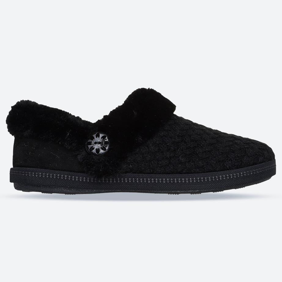 Women's Wide Fit Skechers 169041 Cozy Campfire Frosty Promise Slippers in Black - Image 1