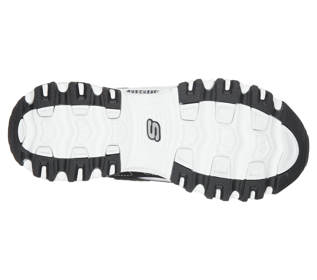 Women's Wide Fit Skechers 11930 D'Lites Biggest Fan Trainers in Black/White - Image 6