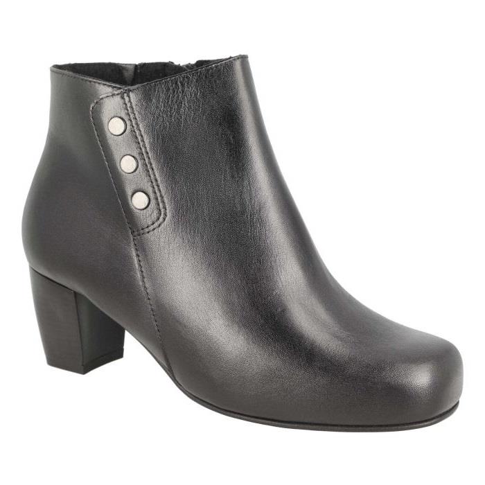 Women's Wide Fit DB Jeannie Heeled Boots in Black Nappa Leather - Image 1