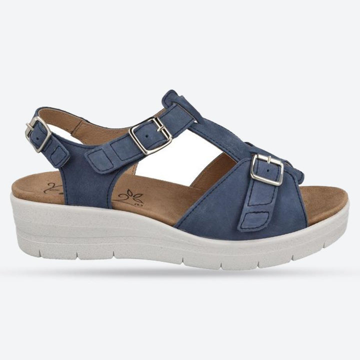 Women's Wide Fit DB Francesca Sandals in Blue Nubuck - Image 1