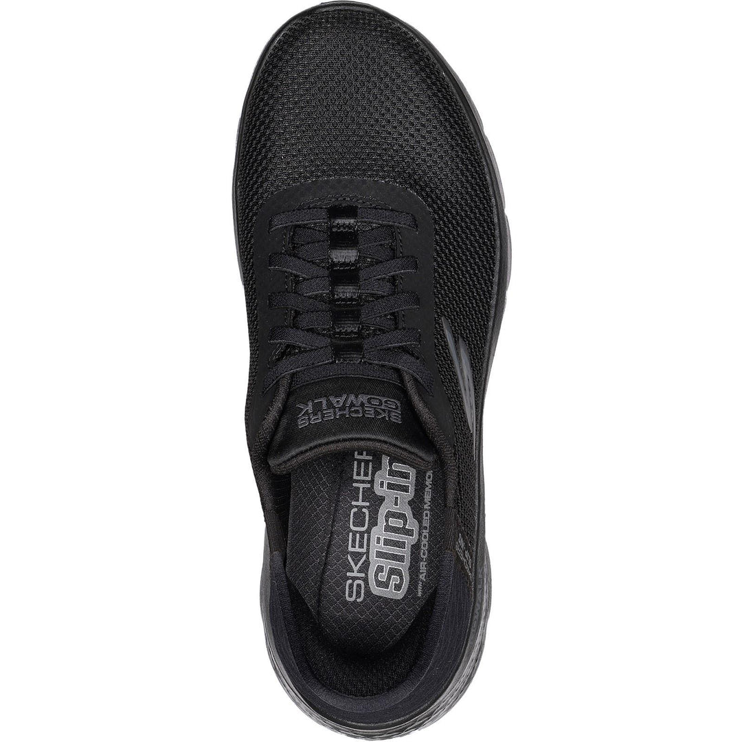 Women's Wide Fit Skechers 124836 Go Walk Flex Grand Entry Trainers in Black - Image 5