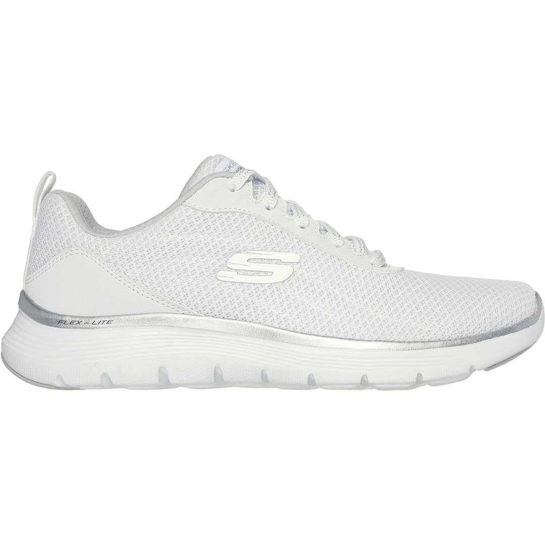 Womens Wide Fit Skechers 150206 Flex Appeal 5.0 Uptake Trainers in White/Silver - Image 7