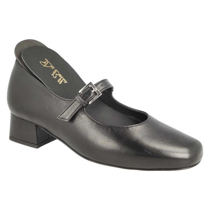 Women's Wide Fit DB Sirius Court Shoes in Black Leather - Image 6