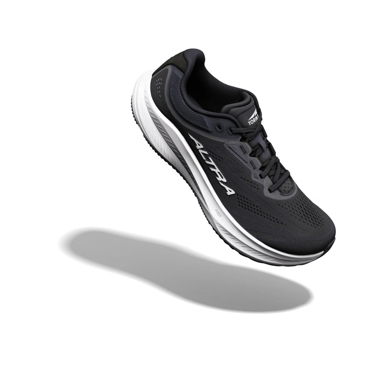 Men's Wide Fit Altra Torin 9 Trail Running Trainers in Black/White/Black - Image 1