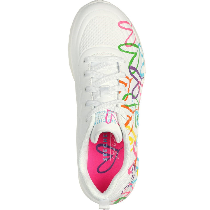 Women's Wide Fit Skechers 177977 Uno Lite Heart Of Hearts Trainers in Black/Multi - Image 1