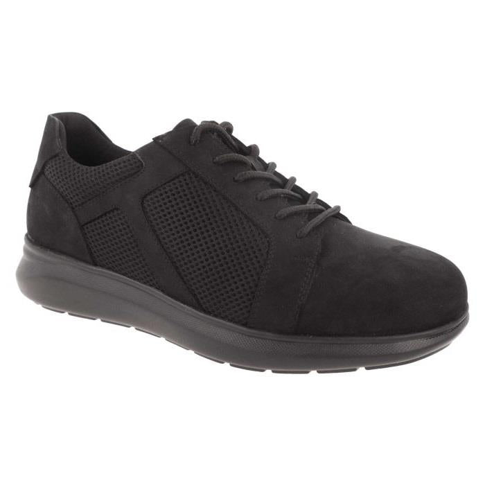 Men's Wide Fit DB Samuel Zip/Lace Up Trainers in Black Leather / Black Mesh - Image 1