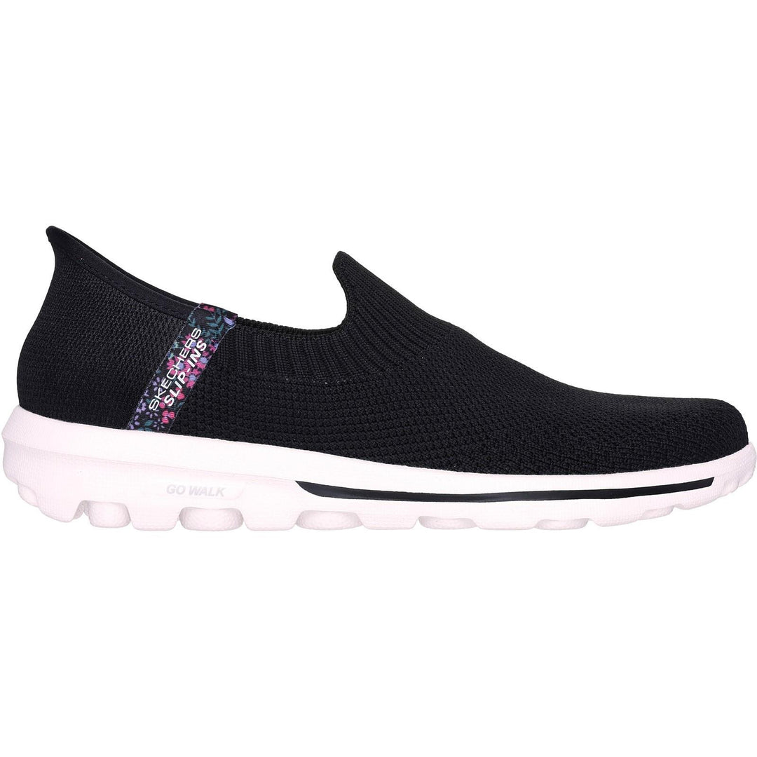 Women's Wide Fit Skechers 124799 Slip-ins Go Walk Travel Trainers in Black - Image 2