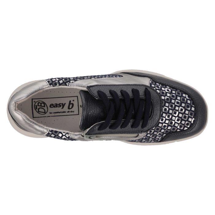 Women's Wide Fit DB Lauren Trainers in Navy / Silver / Leather / Multi - Image 1