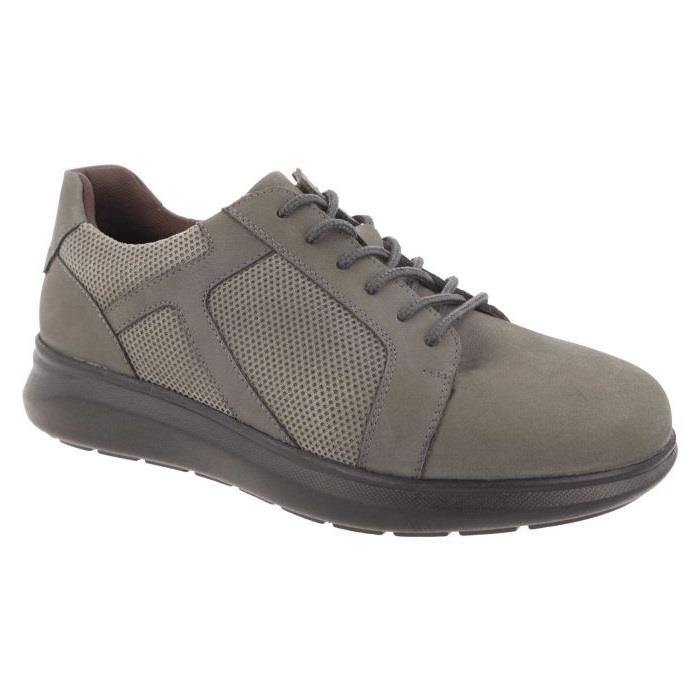 Men's Wide Fit DB Samuel Zip/Lace Up Trainers in Black Leather / Black Mesh - Image 1