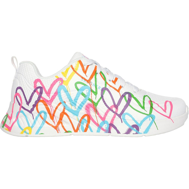 Women's Wide Fit Skechers 177977 Uno Lite Heart Of Hearts Trainers in Black/Multi - Image 1