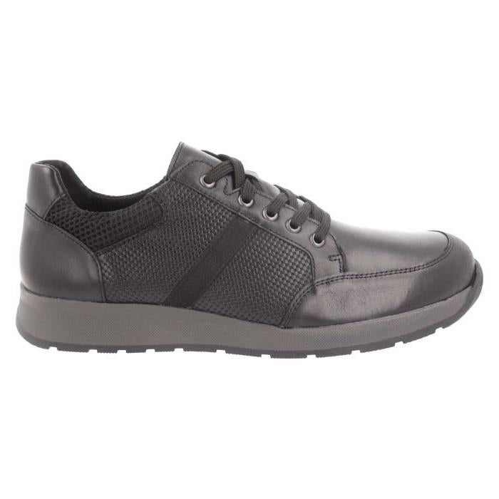 Men's Wide Fit DB Jerome Trainers in Black Leather - Image 2