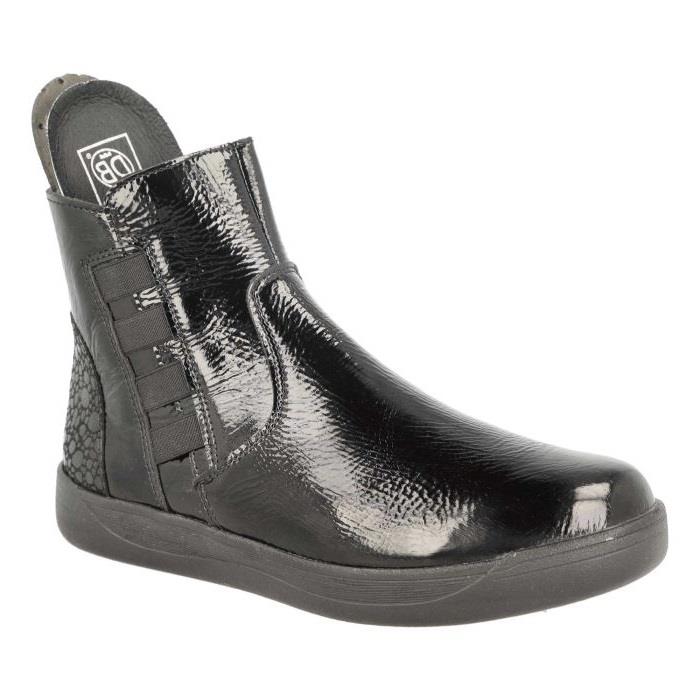 Women's Wide Fit DB Delphine Boots in Black Leather - Image 1
