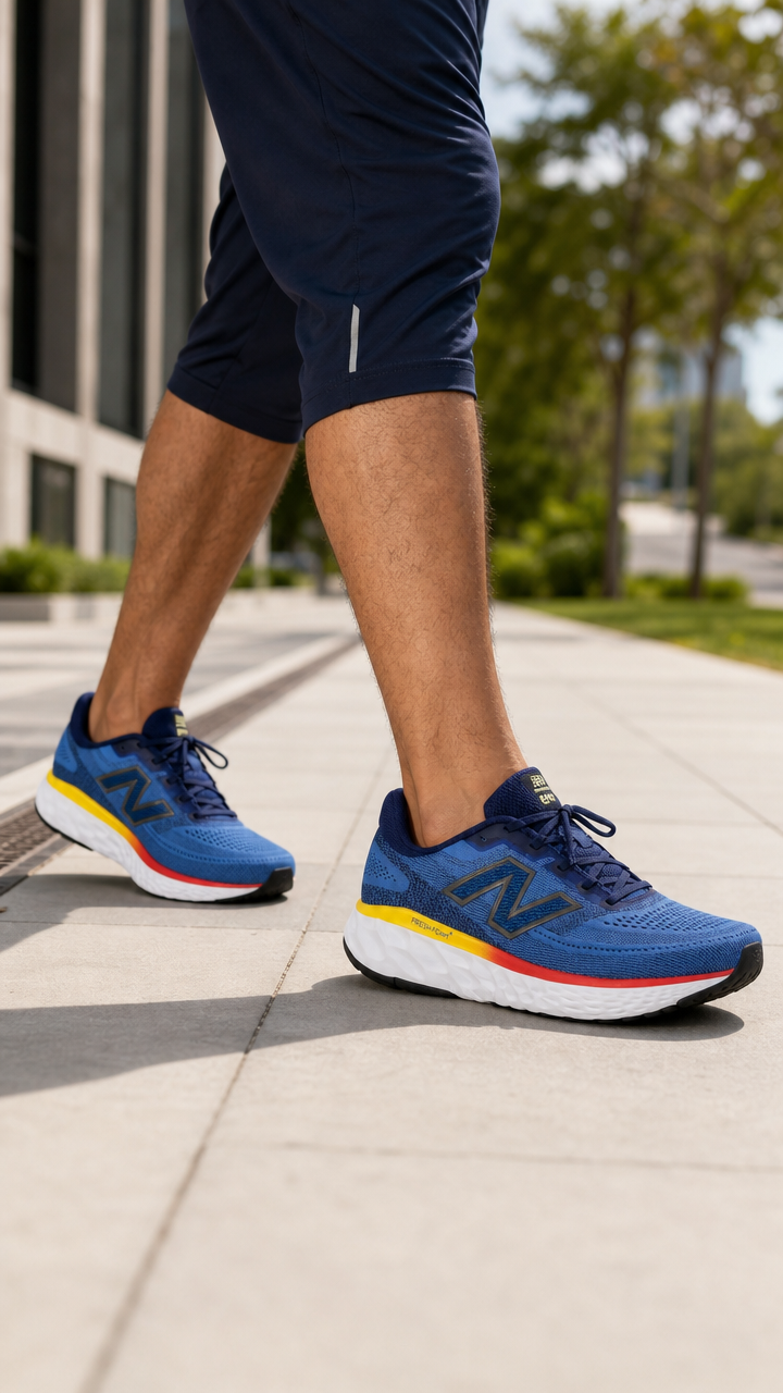 Men's Wide Fit New Balance MEVOZLH4 Walking/Running Trainers - Fresh Foam in Sea Stone - Image 4