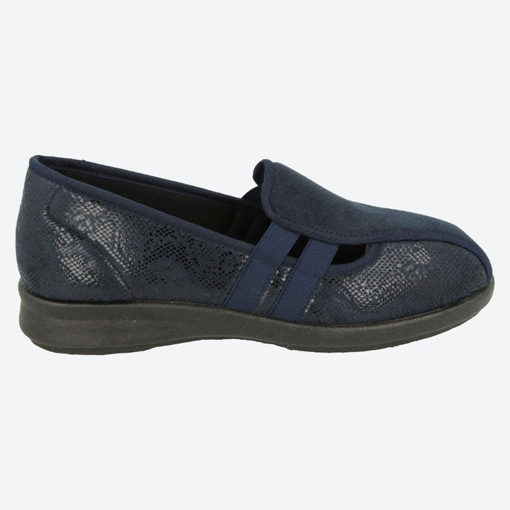 Zapatos DB Peterborough de ajuste ancho para mujer in Gamuza azul marino / Elástica - Image 1