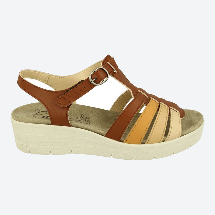 Sandalias DB Pochard de ajuste ancho para mujer in Rojo Multi Sintético - Image 1