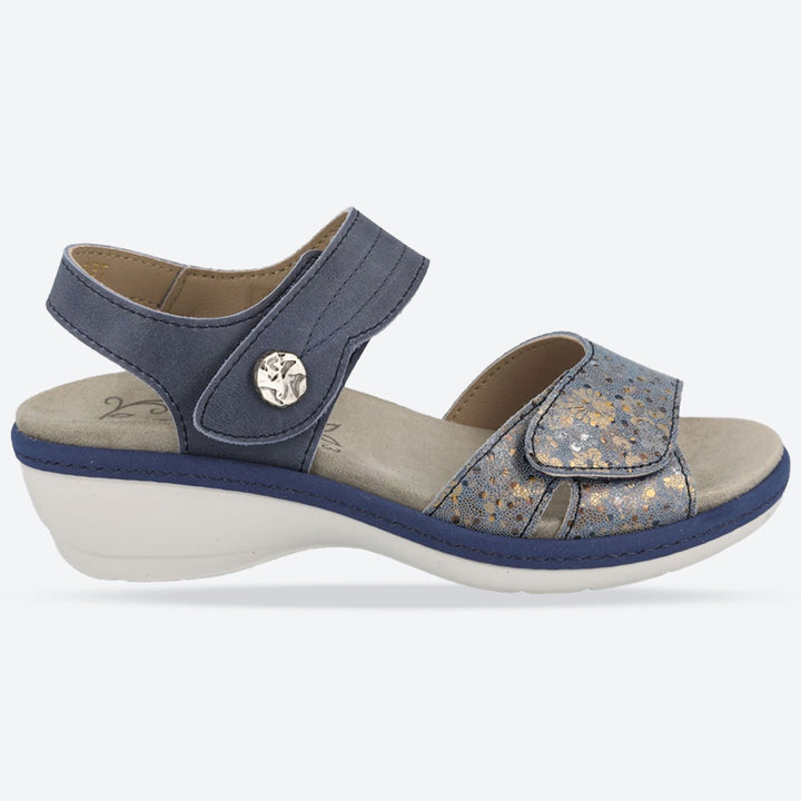 Sandalias Db Rosefinch de ajuste ancho para mujer in Cuero Azul - Image 1