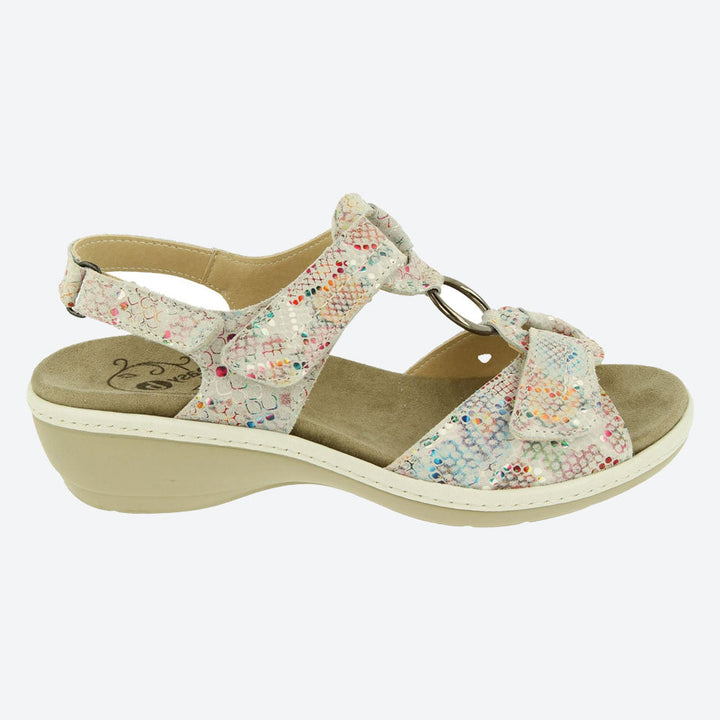 Sandalias DB Turtle de ajuste ancho para mujer in Ante Beige Jaspeado - Image 1