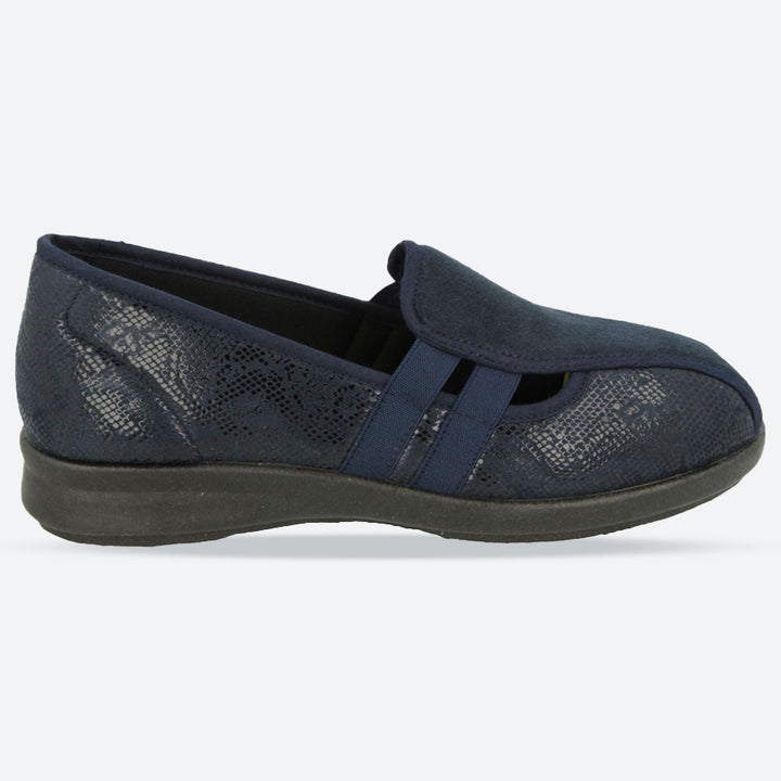 Zapatos DB Peterborough de ajuste ancho para mujer in Gamuza azul marino / Elástica - Image 1