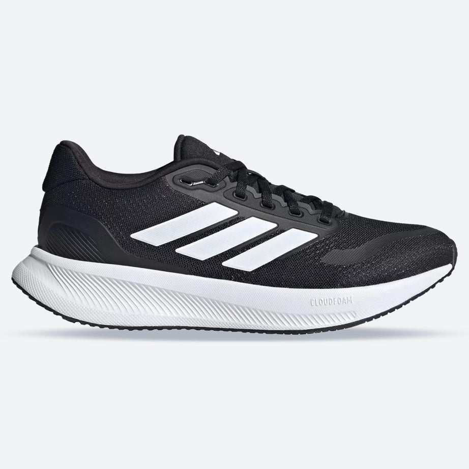 Women's Wide Fit Adidas Runfalcon 5 IE0556 Walking/Running Trainers in Black/White - Image 1