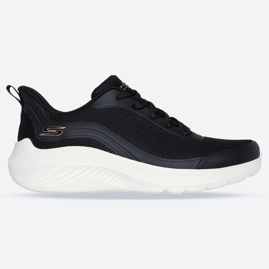 Women's Wide Fit Skechers 117483 Bobs Sport Squad Waves Still Wading Trainers