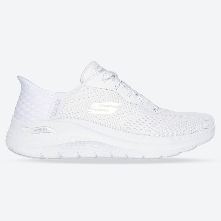Women's Wide Fit Skechers 150066 Slip-ins Arch Fit 2.0 Easy Chic Trainers in Natural/Pink - Image 1