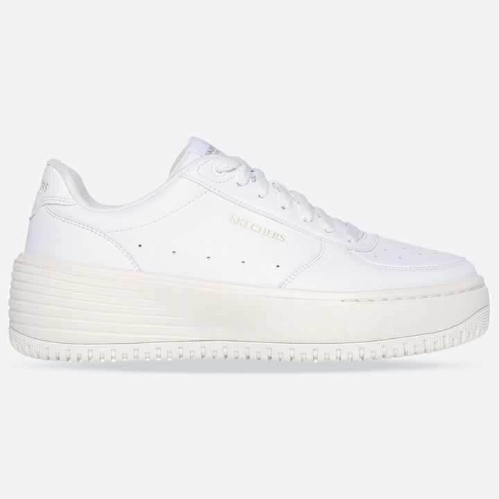 Women's Wide Fit Skechers 185110 Court Classics Grand 92 Be Lifted Trainers - White/Natural in White/Natural - Image 1