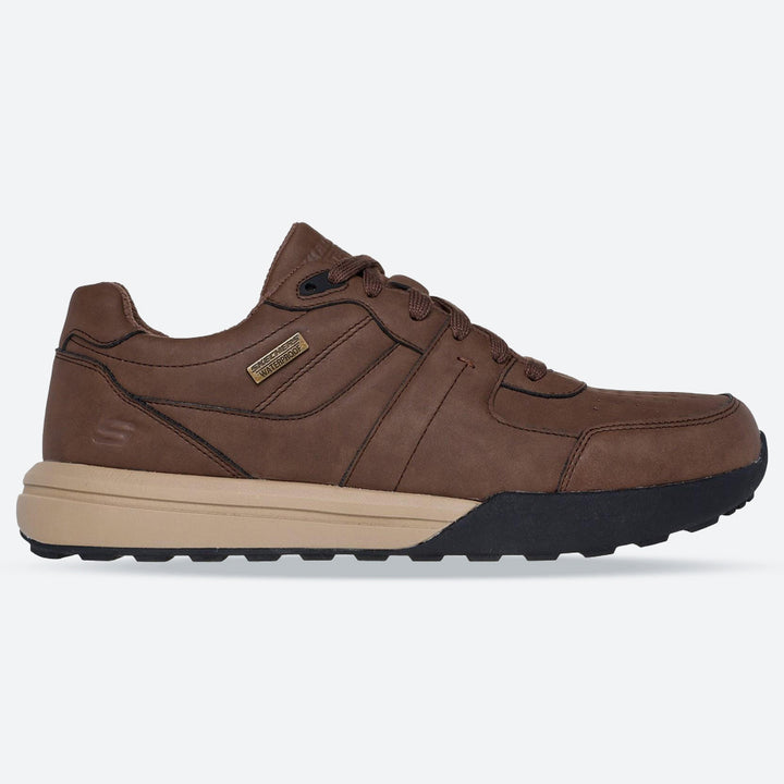 Men's Wide Fit Skechers 205236 Waterproof Netson Trainers in Brown - Image 1