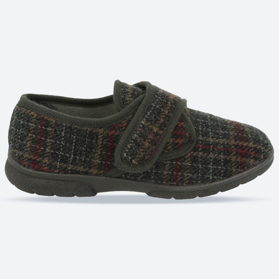 Pantuflas de cuadros escoceses DB de ajuste ancho para hombre in Tartán azul marino - Image 16