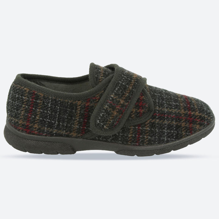 Pantuflas de cuadros escoceses DB de ajuste ancho para hombre in Tartán azul marino - Image 1