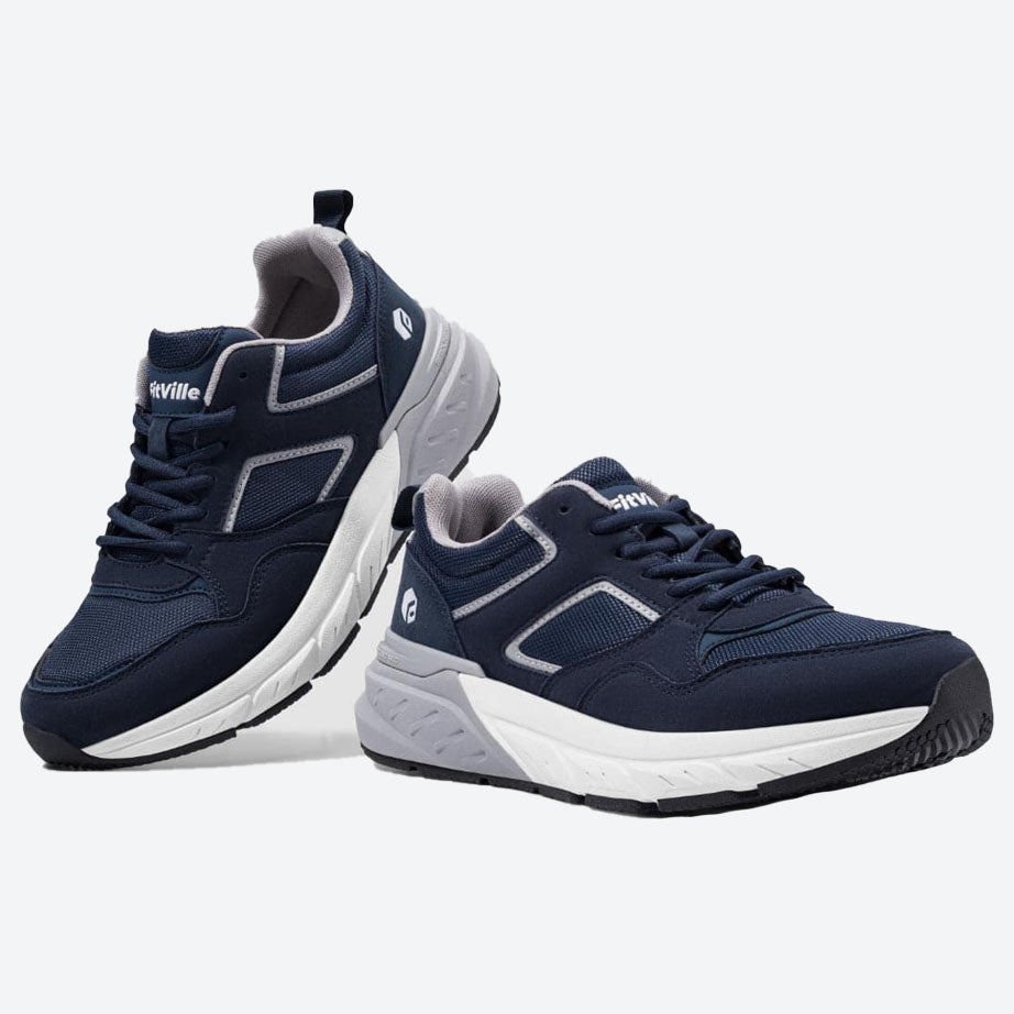 Mens Wide Fit FitVille Rebound Neo V2 Trainers in navy-blue-dove-grey - Image 3