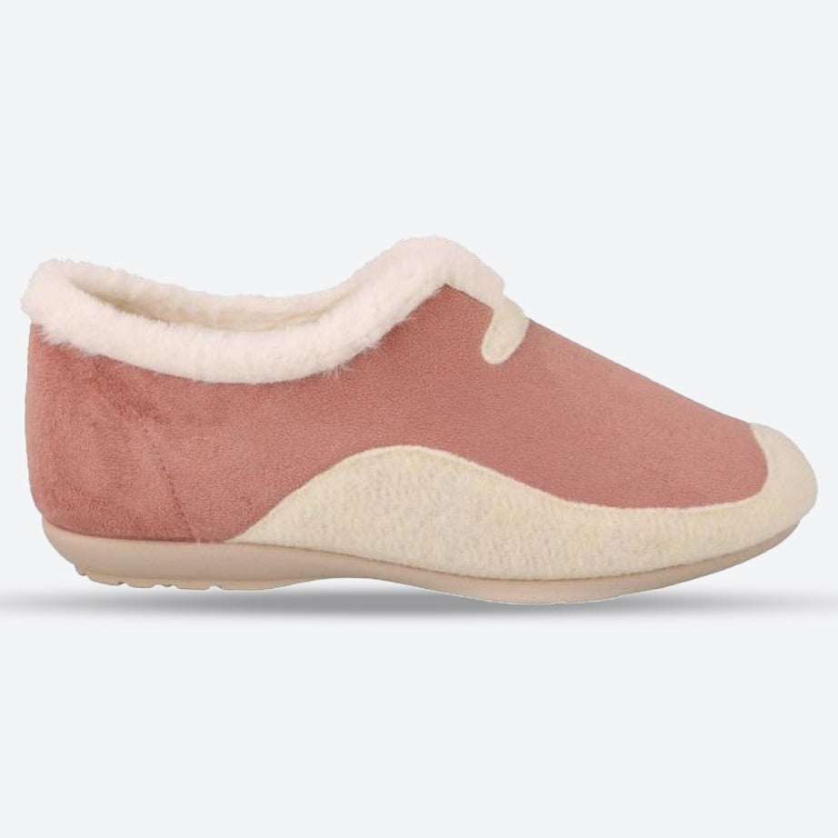 Women's Wide Fit DB Jodie Slip on Slippers in Pink Suedette / Grey Felt - Image 1
