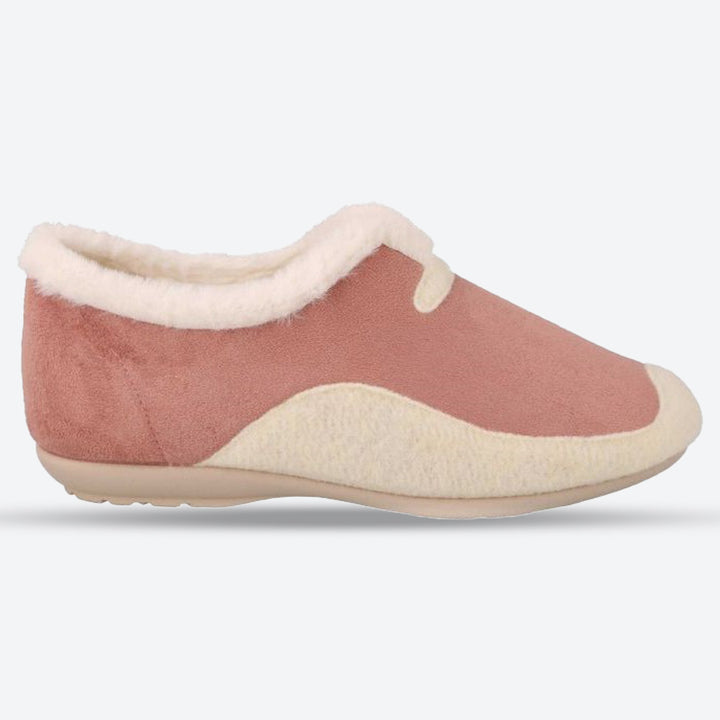Women's Wide Fit DB Jodie Slip on Slippers in Pink Suedette / Grey Felt - Image 1