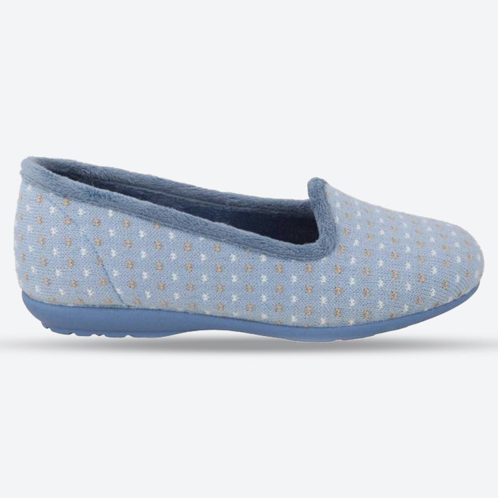 Women's Wide Fit DB Lacey Slip-on Slippers in Blue Multi Textile - Image 1