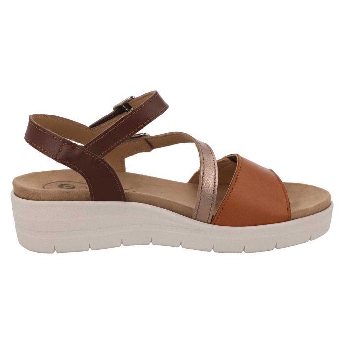 Women's Wide Fit DB Honor Sandals in Gold / Bronze / Silver Leather - Image 1