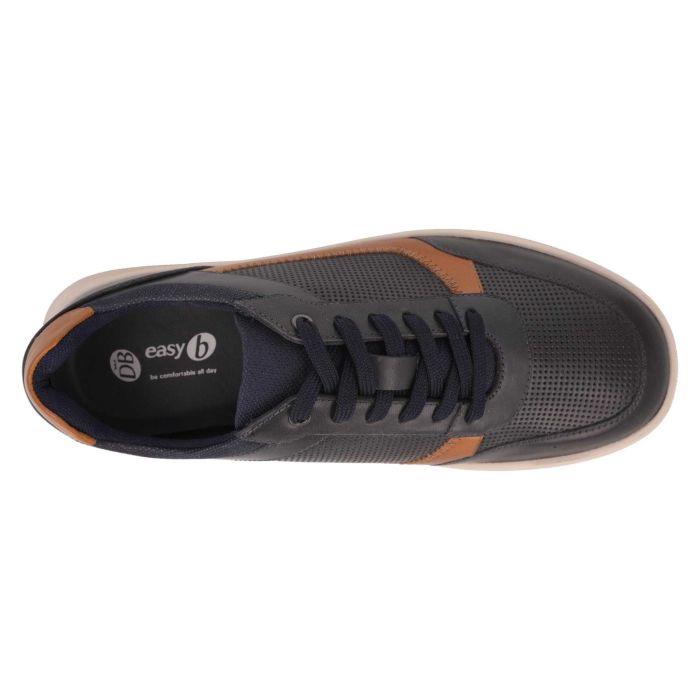 Men's Wide Fit DB Arlo Shoes in Navy / Light Tan Leather - Image 6