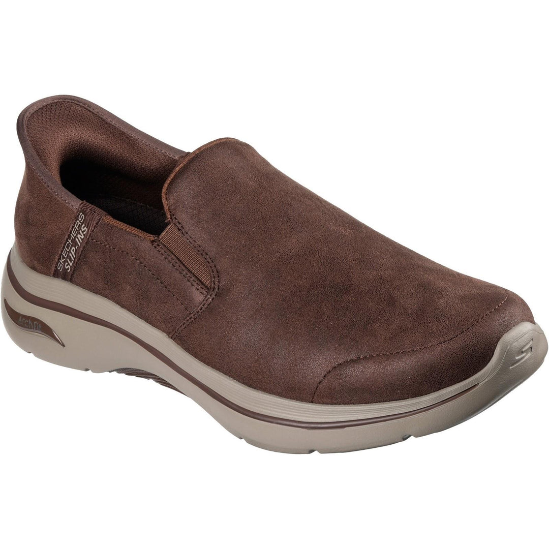 Men's Wide Fit Skechers 216813 Slip-ins Go Walk Arch Fit 2.0 Quest Trainers in Brown - Image 3