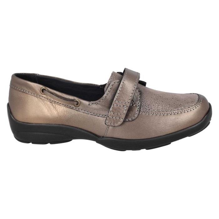 Women's Wide Fit DB Fiddle Shoes in Black Leather / Patent / Spot - Image 9