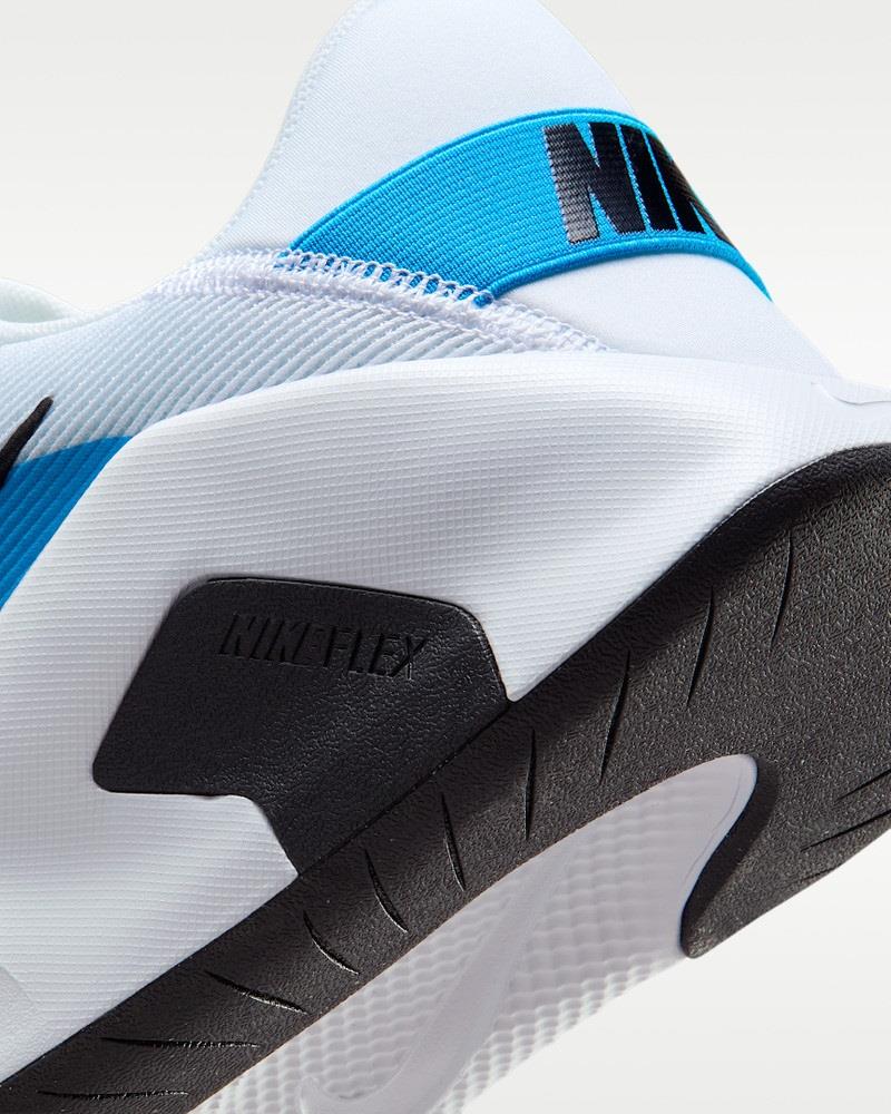 Men's Wide Fit Nike Flex HV9977-101 Running Trainers in White/Black Blue - Image 6
