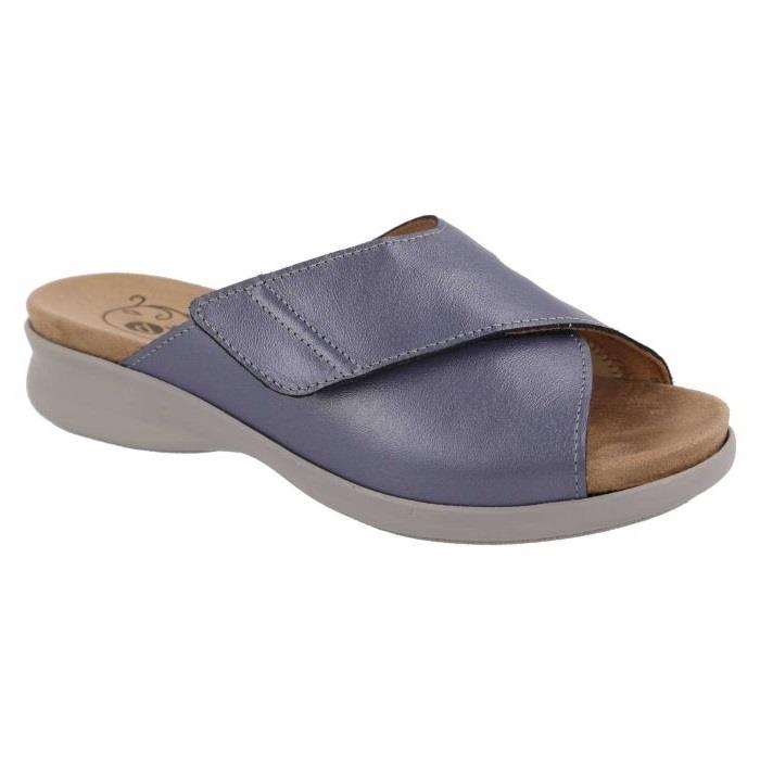 Women's Wide Fit DB Kiera Mule Sandals in Blue / Multi Stretch Leather - Image 3
