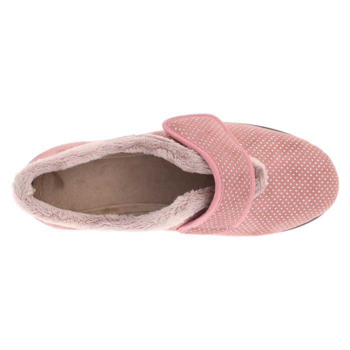 Women's Wide Fit DB Heidi Slippers in Black Velour / Shiny Dot - Image 1